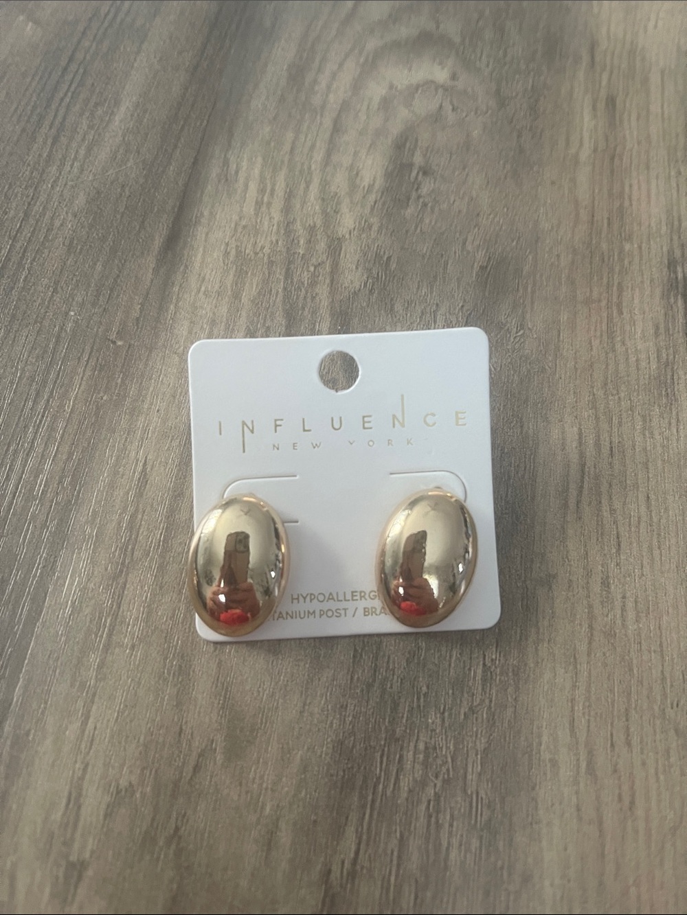 Gold Oval Dome Stud Earrings